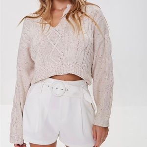 Forever 21 Cropped Cable Knit Sweater